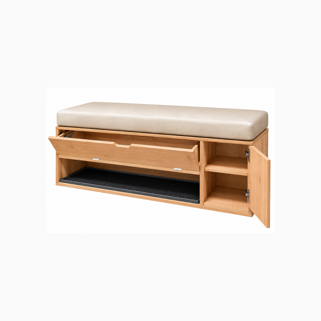 Custom Shoe Cabinet with Cushioned Seat