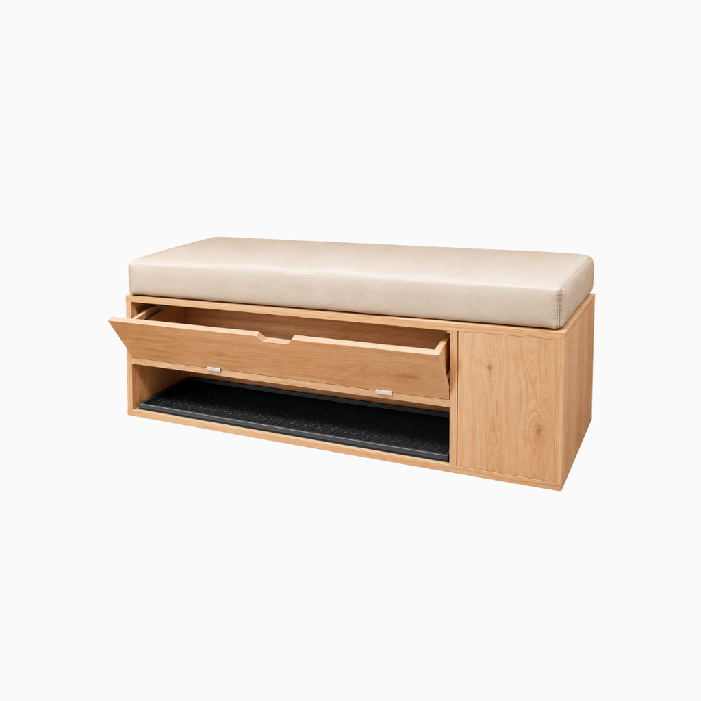 Custom Shoe Cabinet with Cushioned Seat