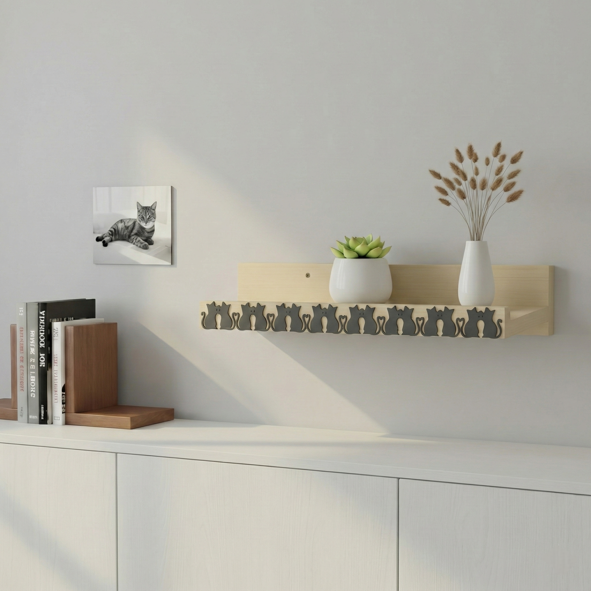 Cat Woodshelf | Silhouetted Family