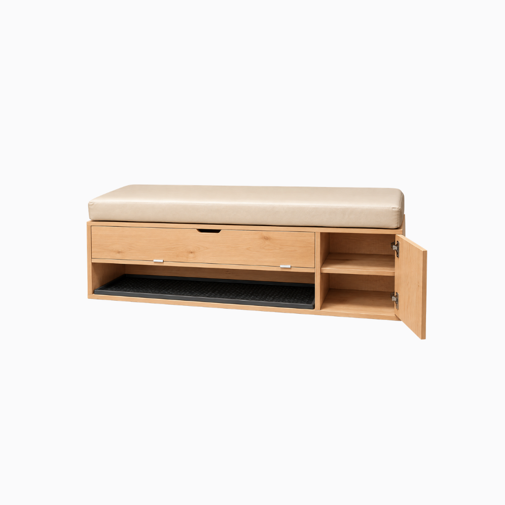Custom Shoe Cabinet with Cushioned Seat